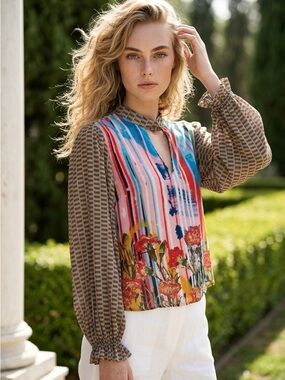 Anthropology Conditions Apply Retro Peasant Blouse Size M